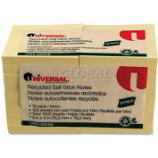 Universal One® Recycled Sticky Notes, 3 X 3, Yellow; 18 100-Sheet Pads/Pack