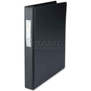 Universal® Suede Finish Vinyl Round Ring Binder With Label Holder, 1" Capacity, Black
