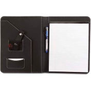 Universal Leather-Look Pad Folio, Inside Flap Pocket w/Card Holder, Black