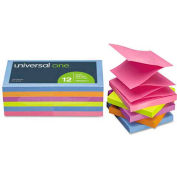 Universal One® Fan-Folded Pop-Up Notes, 3 x 3, 5 Colors, 12 100-Sheet Pads/Pack