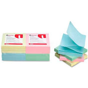 Universal One® Fan-Folded Pop-Up Notes, 3 x 3, 4 Pastel Colors, 12 100-Sheet Pads/Pack