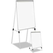 Universal® Adjustable White Board Easel, Aluminum Frame, 29"W x 41"H, White Melamine