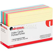 Universal Index Cards, 4 x 6, Blue/Salmon/Green/Cherry/Canary, 100/Pack