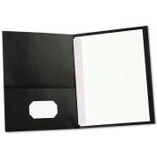Universal Two-Pocket Portfolios w/Tang Fasteners, 11 x 8-1/2, Black, 25/Box