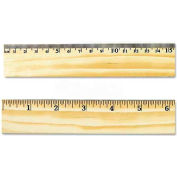 Universal Flat Wood Ruler w/Double Metal Edge, 12", Clear Lacquer Finish