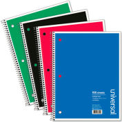 Universal® Wirebound Notebook, 8-1/2 x 11, College Ruled, 100 Sheets, Assorted Color Cover