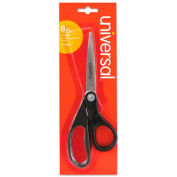 Universal Economy Scissors, 8" Length, Straight Handle, Stainless Steel, Black