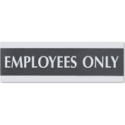 U.S. Stamp & Sign Employees Only Sign, 4760, 3" X 9", Black/Silver