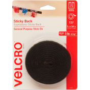 VELCRO® Brand Sticky-Back Hook and Loop Fastener Tape with Dispenser, 3/4 x 5 ft. Roll, Black
