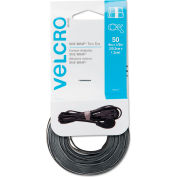 VELCRO® Brand Reusable Self-Gripping Ties, 1/2 x Eight Inches, Black/Gray, 50 Ties/Pack