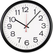 Universal® Indoor/Outdoor Round Wall Clock, 13.5" Overall Diameter, Black Case, 1 AA
