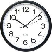 Universal® Round Wall Clock, 13.5" Overall Diameter, Black Case, 1 AA