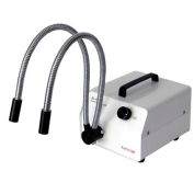 AmScope HL150-AY 150W Dual Gooseneck Fiber Optic Illuminator, White
