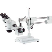 AmScope SM-4B 7X-45X Binocular Stereo Zoom Microscope on Double Arm Boom Stand