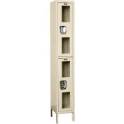 Global Industrial Double Tier 2 Door Clear View Locker, 12"Wx12"Dx36"H, Tan, Assembled