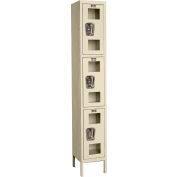 Global Industrial Triple Tier 3 Door Clear View Locker, 12"Wx15"Dx24"H, Tan, Unassembled