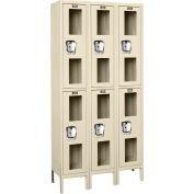 Global Industrial Double Tier 6 Door Clear View Locker, 12"Wx15"Dx36"H, Tan, Unassembled