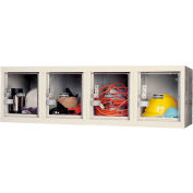 Global Industrial Single Tier 4 Door Clear View Wall Locker, 12"Wx18"Dx12"H, Tan, Unassembled