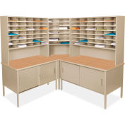 Marvel® 84 Slot Corner Literature Organizer with Cabinet, 78"H x 90"W, Putty