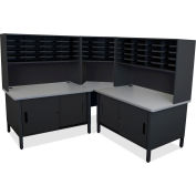 Marvel® 50 Slot Mailroom Organizer with Cabinet, Riser, 68"H x 78"W, Black