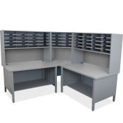 Marvel® 50 Slot Mailroom Organizer, 2 Storage Shelves, Riser, 68"H x 78"W, Slate Gray