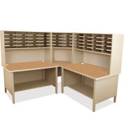 Marvel® 50 Slot Mailroom Organizer, 2 Storage Shelves, Riser, 68"H x 78"W, Putty
