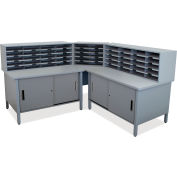 Marvel® 50 Slot Mailroom Organizer with Cabinet, 52"H x 78"W, Slate Gray