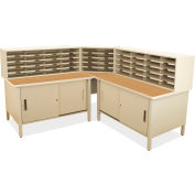 Marvel® 50 Slot Mailroom Organizer with Cabinet, 52"H x 78"W, Putty