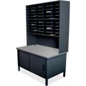 Marvel® 40 Slot Mailroom Organizer with Cabinet, Riser, 84"H x 48"W, Black
