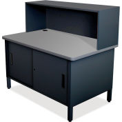 Marvel® Mailroom Utility Table with Cabinet, Riser, 52"H x 48"W, Black