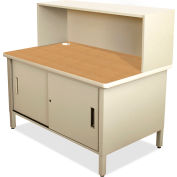 Marvel® Mailroom Utility Table with Cabinet, Riser, 52"H x 48"W, Putty