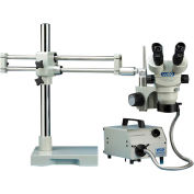 Luxo System 273 Binocular Microscope, Dual Boom Stand, Fiber Optic Illuminator, 7X-45X
