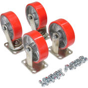 6" x 2" Poly-On-Steel Caster Kit D-CK4-PU6-2 for Hopper - 4800 Lb. Cap.