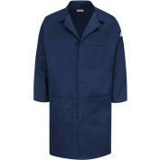 Bulwark® Unisex Concealed Snap Front Lab Coat, Navy, Cotton/Nylon, L