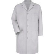 Red Kap® Men's Lab Coat, Light Gray, Poly/Combed Cotton, 46"