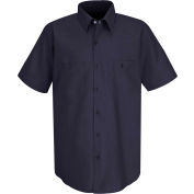 Red Kap® Men's Wrinkle-Resistant Cotton Work Shirt Short Sleeve L Dark Navy SC40-SC40DNSSL
