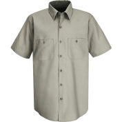 Red Kap® Men's Wrinkle-Resistant Cotton Work Shirt Short Sleeve Long-L Graphite Gray SC40