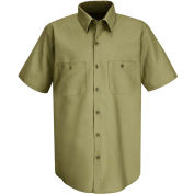 Red Kap® Men's Wrinkle-Resistant Cotton Work Shirt Short Sleeve L Khaki SC40-SC40KHSSL