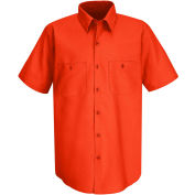 Red Kap® Men's Wrinkle-Resistant Cotton Work Shirt Short Sleeve M Orange SC40-SC40ORSSM