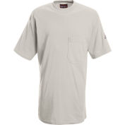 EXCEL FR® Flame Resistant Short Sleeve Tagless T-Shirt SET8, Gray, Size M Regular