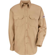 EXCEL FR® ComforTouch® Flame Resistant Uniform Shirt SLU8, Khaki, Size L Long