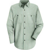 Red Kap® Men's Industrial Stripe Work Shirt Long Sleeve Green/Khaki Stripe Long-XL SP10