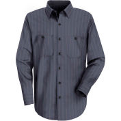 Red Kap® Men's Industrial Stripe Work Shirt Long Sleeve Blue Brown/White Stripe Reg-4XL SP10