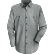 Red Kap® Men's Industrial Stripe Work Shirt Long Sleeve Charcoal/Red/White Stripe Long-2XL SP14