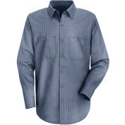 Red Kap® Men's Industrial Stripe Work Shirt Long Sleeve Gray/Blue Stripe Long-XL SP14