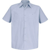 Red Kap® Men's Industrial Stripe Work Shirt Short Sleeve Light Blue/Navy Stripe Long-2XL SP20