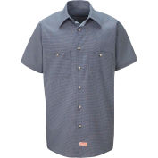 Red Kap® Men's Micro-Check Uniform Shirt Short Sleeve Blue/Charcoal Check L SP20