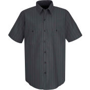 Red Kap® Men's Industrial Stripe Work Shirt Short Sleeve Charcoal Blue/White Stripe S SP20