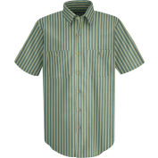 Red Kap® Men's Industrial Stripe Work Shirt Short Sleeve Green/Khaki Stripe Long-L SP20