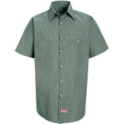 Red Kap® Men's Micro-Check Uniform Shirt Short Sleeve Hunter/Khaki Check M SP20